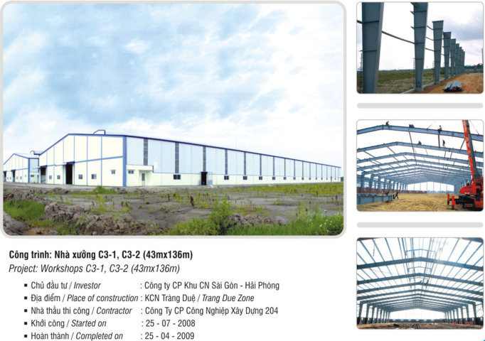 Công trình: Nhà xưởng lô C3-1, C3-2 KCN Tràng Duệ - Hải Phòng